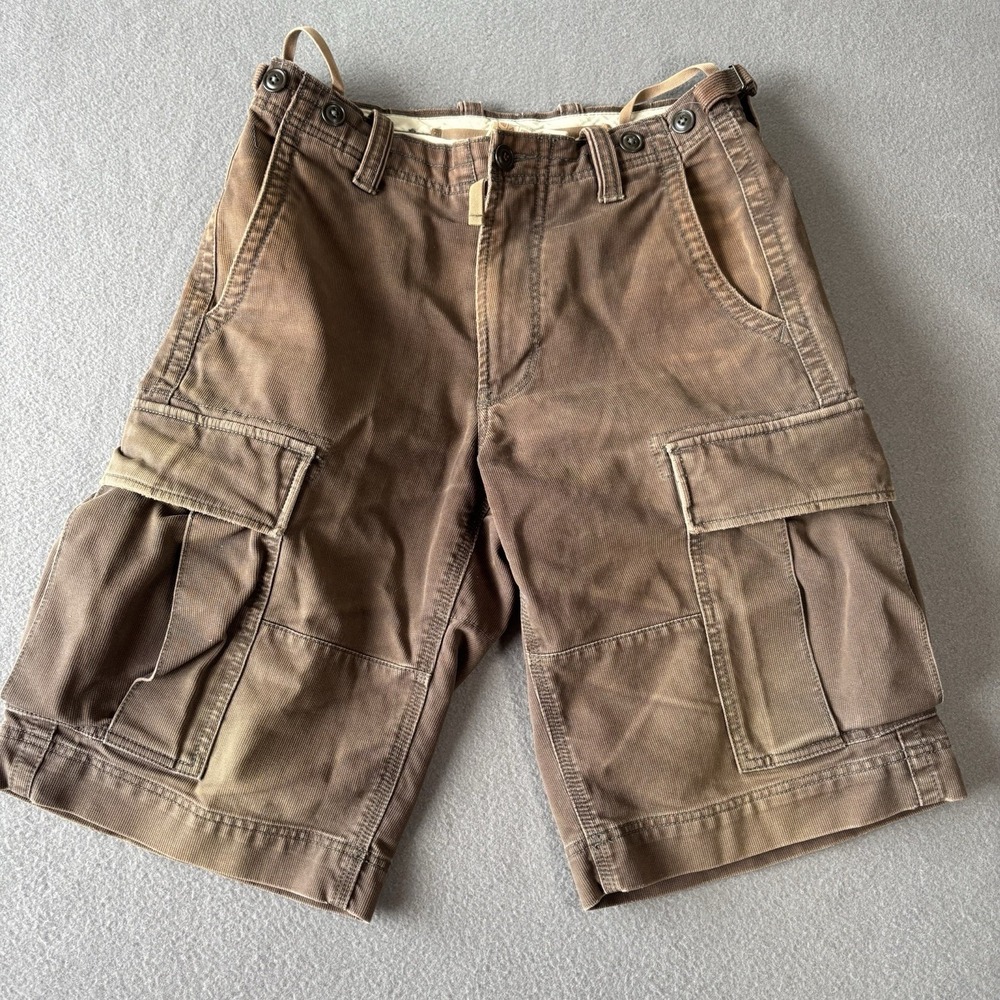 GAP Cargo Shorts Mens 32 Brown Corduroy Cargo Waist‎ Adjusters Utility Military
